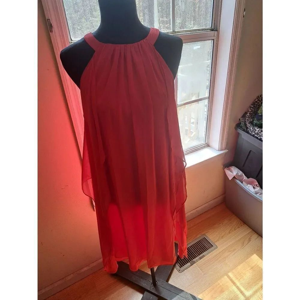 Size 6 Sharagano Red Sleeveless Elegant Special Occasion Dress